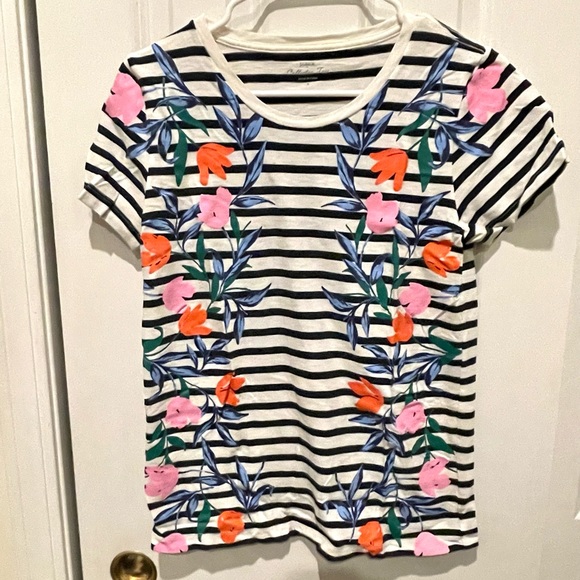 J. Crew Collections Striped Flower Tee - Picture 2 of 6